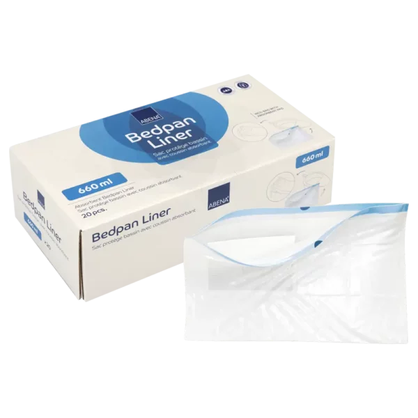 1000018177 ABENA beschermzak met absorberende inlegger voor opvang van urine en ontlasting. Geschikt voor gebruik in een bedpan.