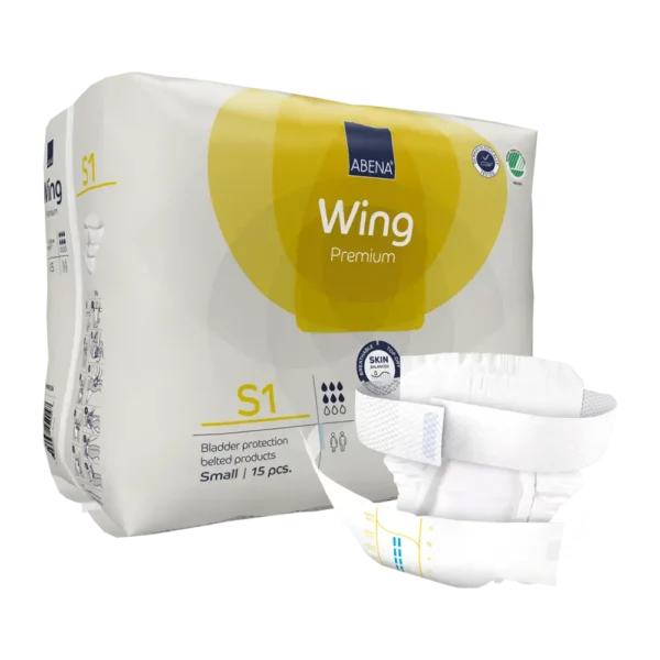 ABENA Wing S1 absorberende slip met heupbandsluiting voor mensen met flinke scheuten urineverlies - heupomvang 50-85 cm