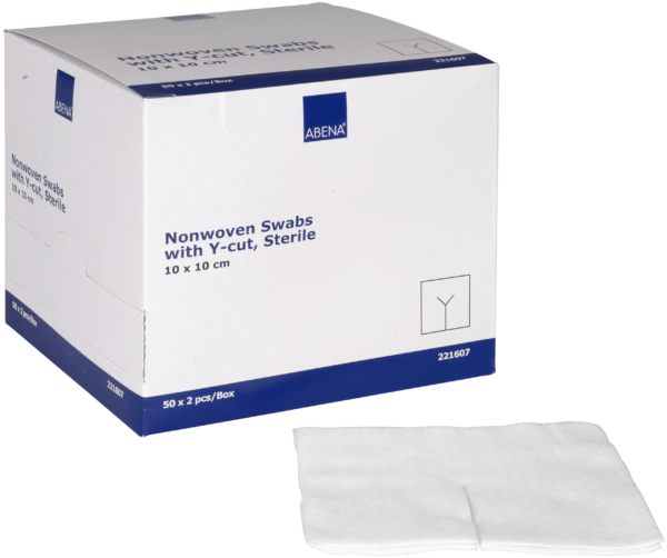 Nonwoven swabs with Y-cut, steriel 10x10cm