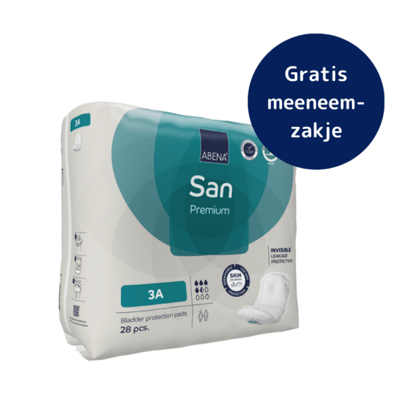 Gratis meeneemzakje ABENA San - hygiënisch en discreet