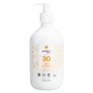 BAMBO Nature zonnebrandlotion SPF 30 in een handige pompflacon van 500 ml